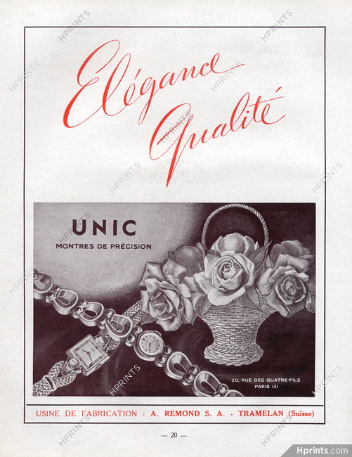 Unic (Watches) 1946 Factory A. Remond, Tramelan