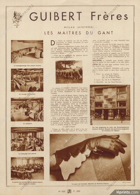 Guibert Frères (Gloves) 1932 Store, Factory, Millau