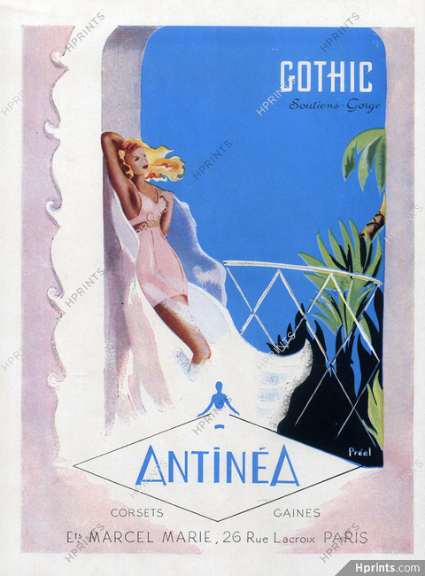 Antinéa (Lingerie) 1947 Girdle Corset Bra Ets Marcel Marie