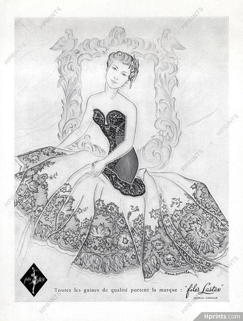 Cadolle (Lingerie) 1952 Corselette, Embroidery, Génia Minache