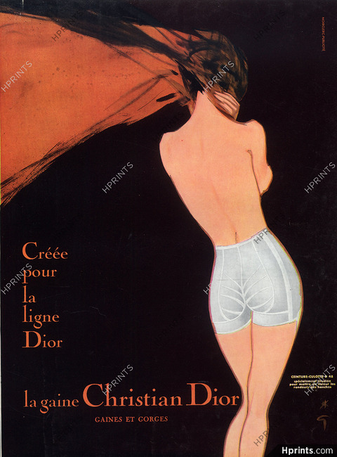 Christian Dior (Lingerie) 1959 René Gruau, Ceinture-Culotte D48