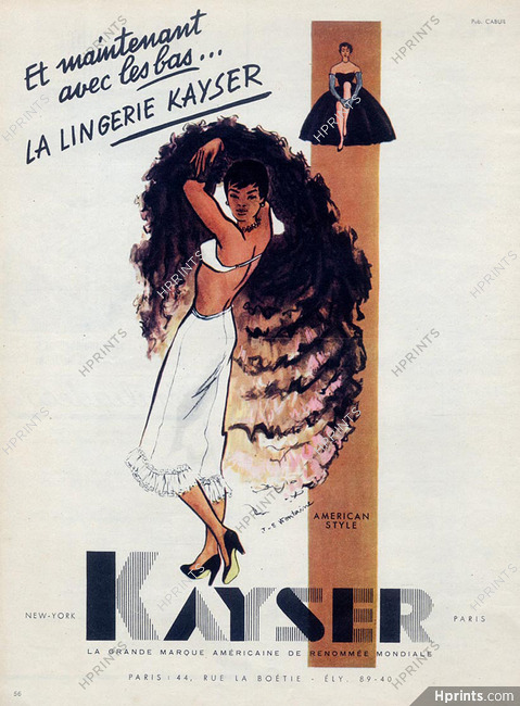 Kayser (Lingerie) 1954 American Style, Stockings Hosiery, J.S Fontaine (Version "Et Maintenant")