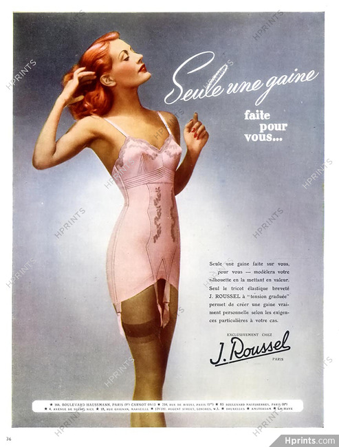 J. Roussel (Lingerie) 1947 Gaine Combiné, Stockings, Garters