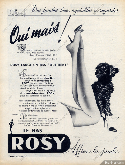 Rosy (Lingerie) 1953 Stockings Hosiery, Poodle Dog