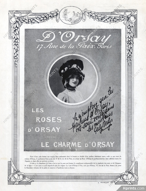 D'Orsay (Perfumes) 1910 Gaby Deslys Portrait