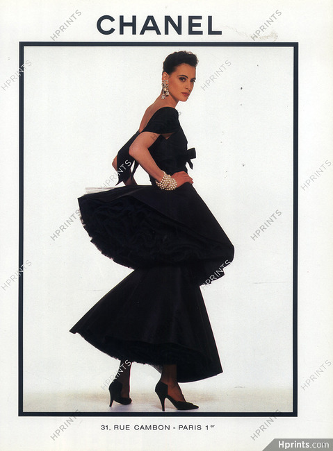 Chanel 1987 Robe du soir, Volants superposés, black Evening Gown, Inès De La Fressange