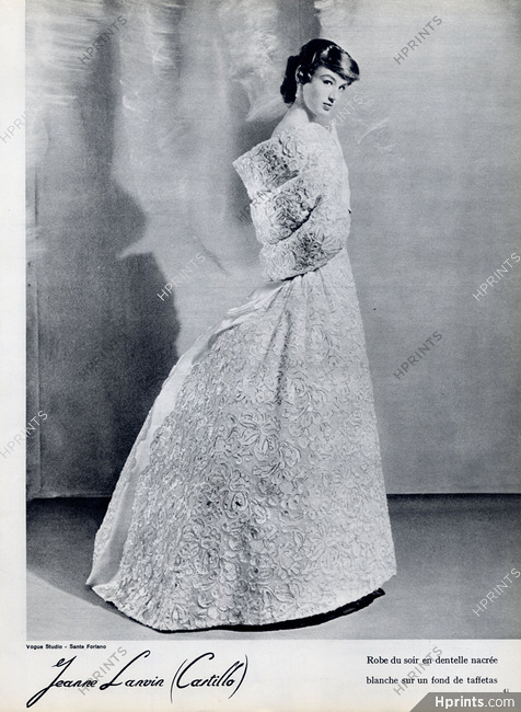 Lanvin Castillo 1955 Evening Gown, Lace Embroidery