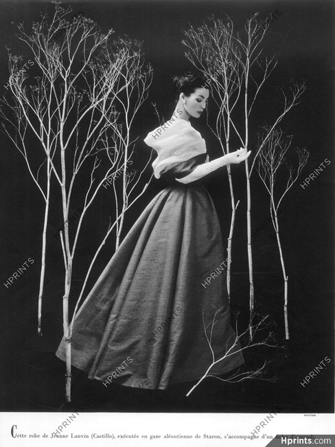 Lanvin Castillo 1954 Fichu en organdi, Evening Gown, Staron, Photo Philippe Pottier
