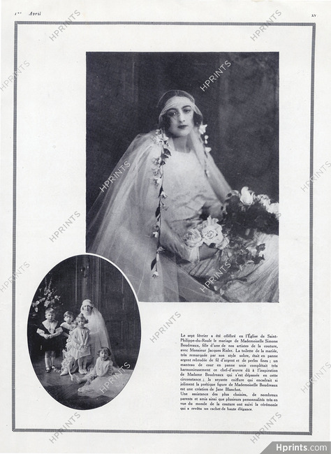 Miss Simone Boudreaux 1923 Wedding Dress, Coiffure Jane Blanchot