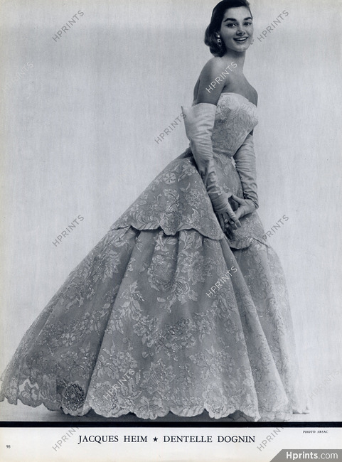 Jacques Heim 1955 Dognin Embroidery Evening Gown, Photo Guy Arsac