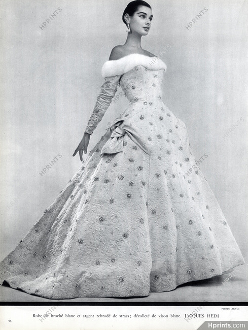 Jacques Heim 1955 Embroidery Evening Gown, Photo Guy Arsac