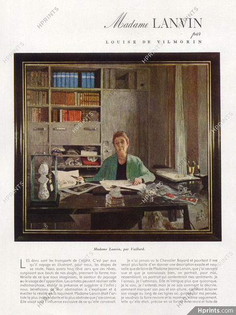 Madame Lanvin, 1946 - Mrs Jeanne Lanvin Portrait Vuillard, Texte par Louise de Vilmorin