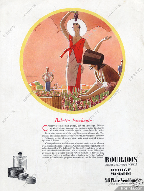 Bourjois (Cosmetics) 1927 Babette Bacchante, Paul Valentin, Grapes Harvest
