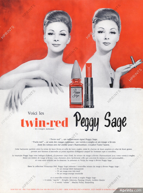 Peggy Sage (Cosmetics) 1961 Nail Polish, Lipstick