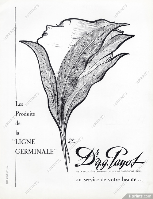 Payot 1952 René Gruau, Ligne Germinale (Black & White Version)