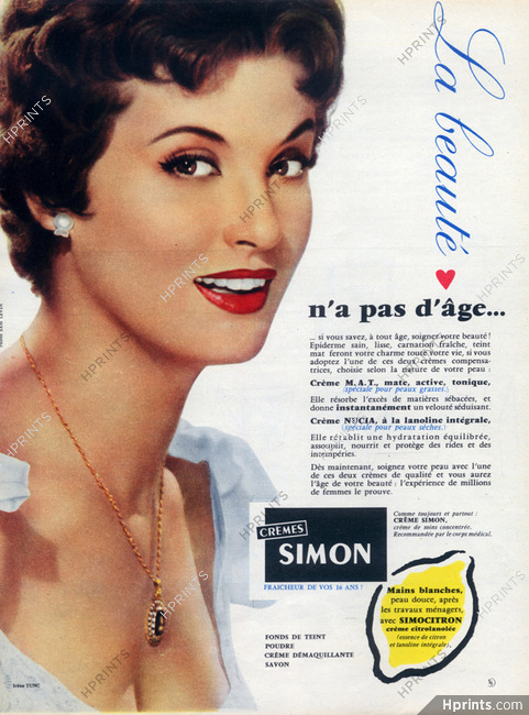 Crème Simon (Cosmetics) 1956 Irène Tunc, Photo Sam Levin