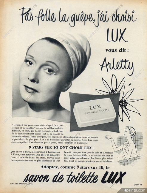 LUX (Soap) 1953 Arletty Portrait