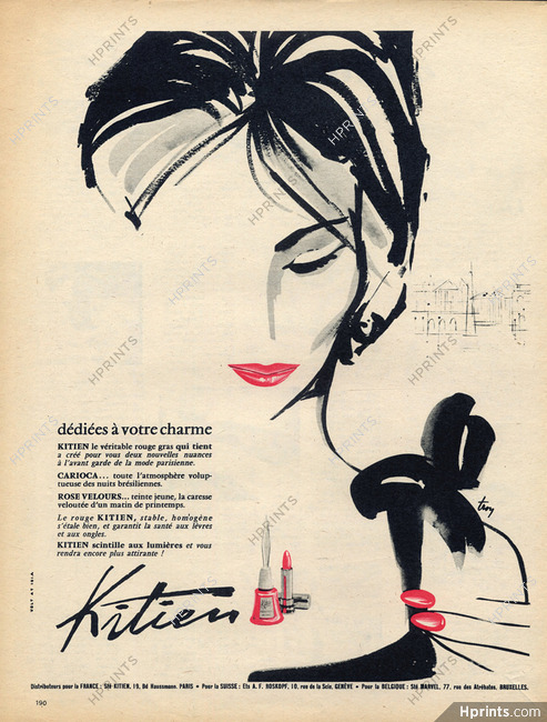 Kitien (Cosmetics) 1961 Nail Polish, Lipstick