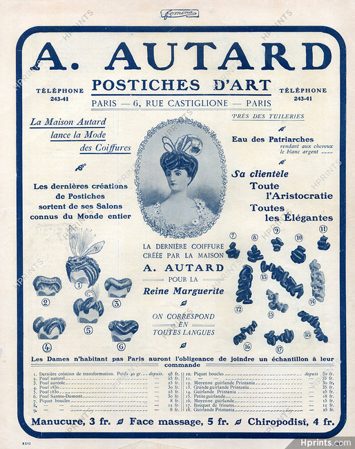Autard (Hairstyle) 1906 Wig, Hairpieces, Postiches