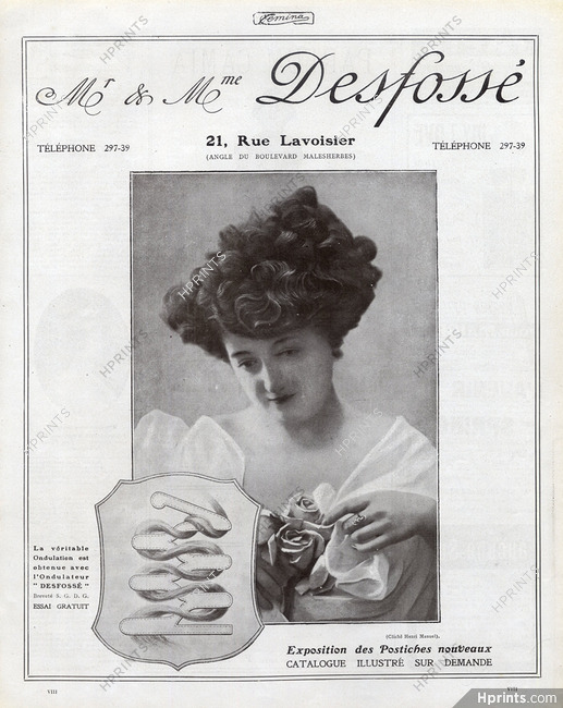 Desfossé (Hairstyle) 1907 Hairpieces, Postiches, Photo Manuel Frères