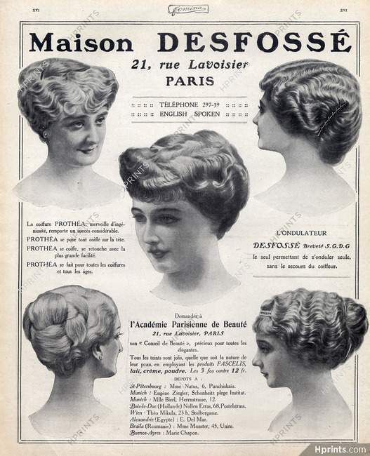 Desfossé (Hairstyle) 1912 Hairpieces, Postiches,