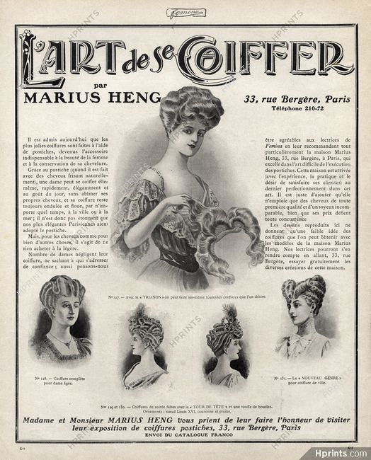 Marius Heng (Hairstyle) 1906 Hairpieces, Postiches, Wig