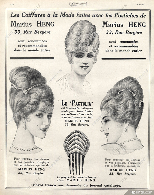Marius Heng (Hairstyle) 1914 Hairpieces, Postiches, Wig