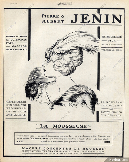 Pierre & Albert Jenin (Hairstyle) 1913 Hairpieces, Postiches, Wig
