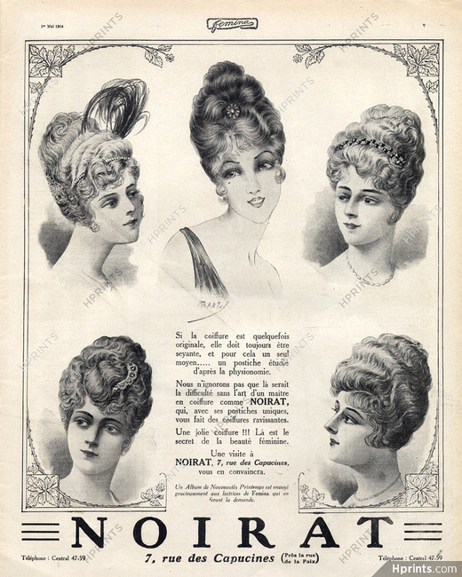 Noirat (Hairstyle) 1914 Comb, Hairpieces, Postiches, Wig, Louis-Victor Martel