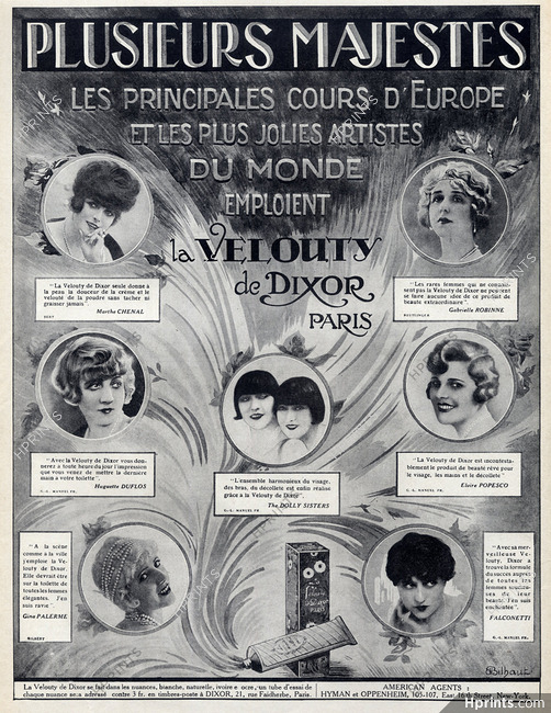 Dixor 1927 Dolly Sisters, Marthe Chenal, Huguette Duflos, Elvire Popesco, Portraits