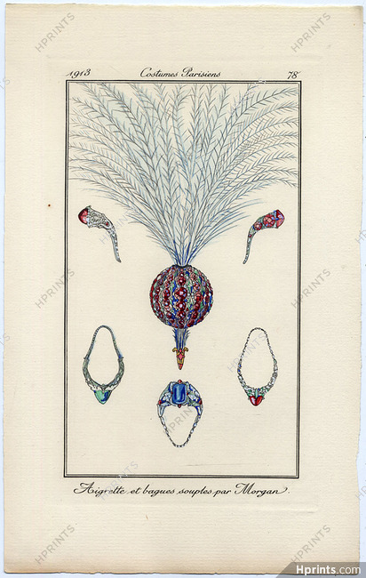 Morgan (Jewels) 1913 Costumes Parisiens n°78, Aigrette, Rings
