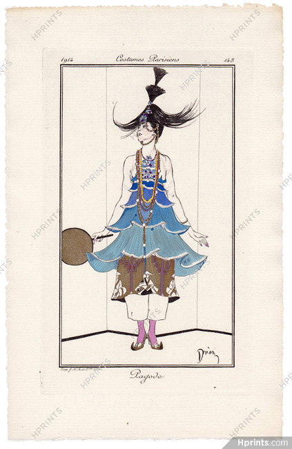 Etienne Drian 1914 Journal des Dames et des Modes Costumes Parisiens N°148 Costume, Disguise
