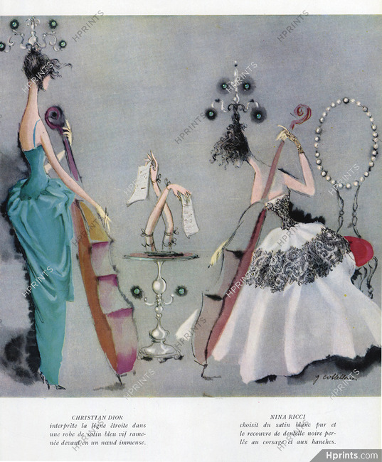 Christian Dior & Nina Ricci 1947 Giulio Coltellacci, Evening Gown