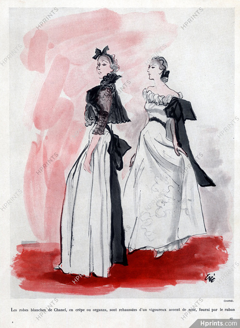 Chanel 1938 White Dresses and Black Ribbon, Eric (Carl Erickson)