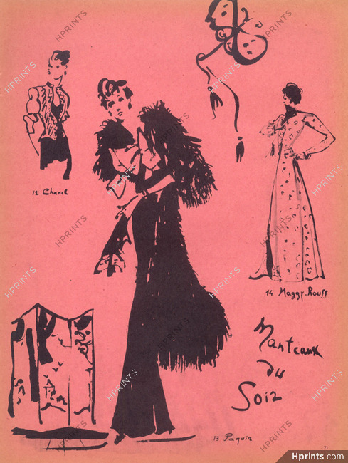 Paquin, Chanel, Maggy Rouff 1937 Evening Coats, Redingotes, Christian Bérard