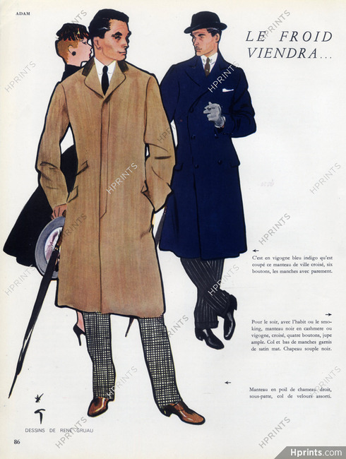 René Gruau 1955 Fashion illustration for Men