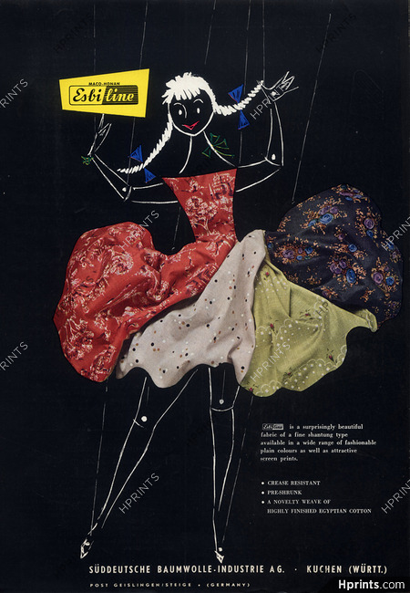 Esbi line (Fabrics) 1965 Marionette, Puppet