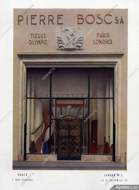 Pierre Bosc (Fabric) 1950 Tissus Olympic, Store, Art Deco