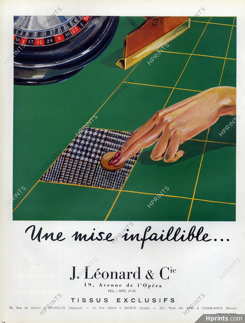 Leonard & Cie 1951 Jouxtel, Casino, Gambling, Hand