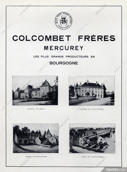 Colcombet (Wine) 1924 Mercurey Bourgogne Producers
