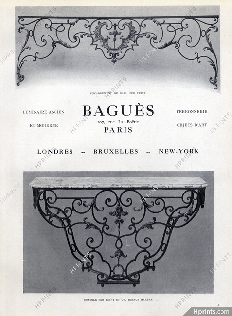 Baguès (Decorative Arts) 1929 Console, Encadrement de Baie