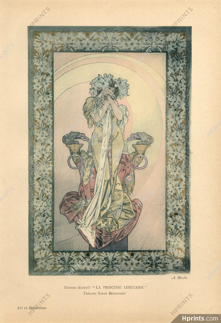 Alfons Mucha 1900 La Princesse Lointaine, Original Chromolithograph, Sarah Bernhardt