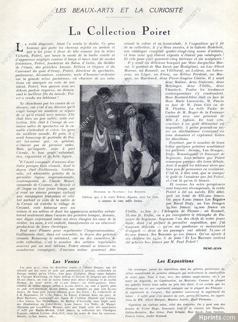 La Collection Poiret, 1925 - Auction of Paul Poiret's paintings collection, Dunoyer de Segonzac : Les Buveurs, Text by René Jean