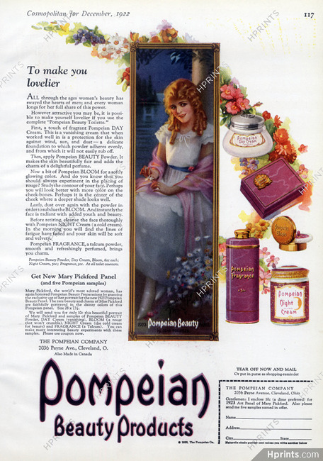 Pompeian (Cosmetics) 1922 Mary Pickford