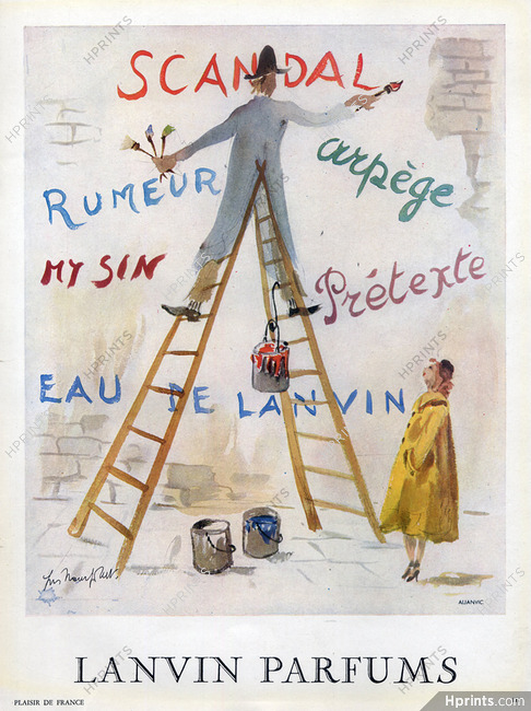 Lanvin (Perfumes) 1951 Peinture Murale, Pignoniste, Guillaume Gillet, Arpège, Prétexte...