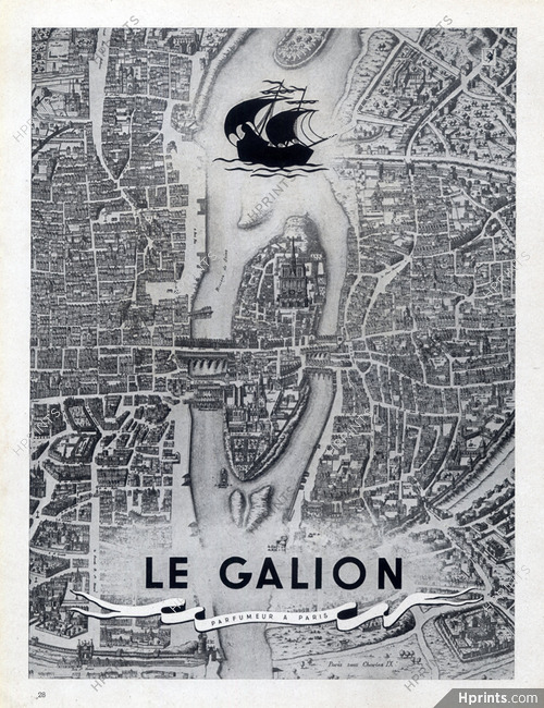 Le Galion (Perfumes) 1946 Ship, Paris Plan de Saint Victor vers 1550 Charles IX