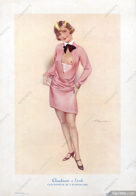 Suzanne Meunier 1926 Claudinette à l'école - Claudinette as a School-girl, Topless