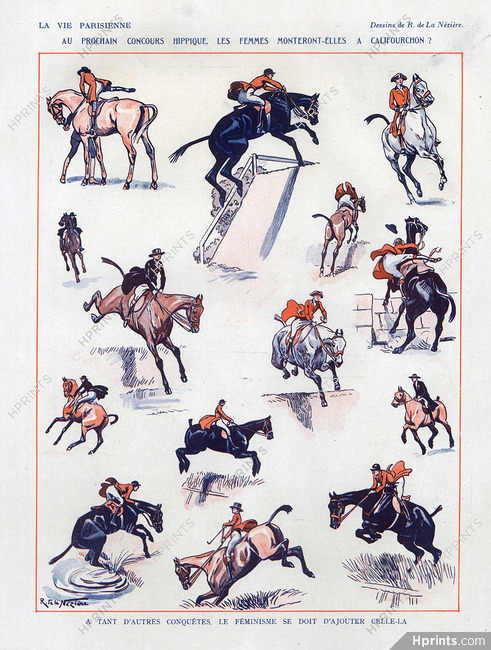Raymond de la Nézière 1926 Women Horse Riding, Califourchon, Feminism