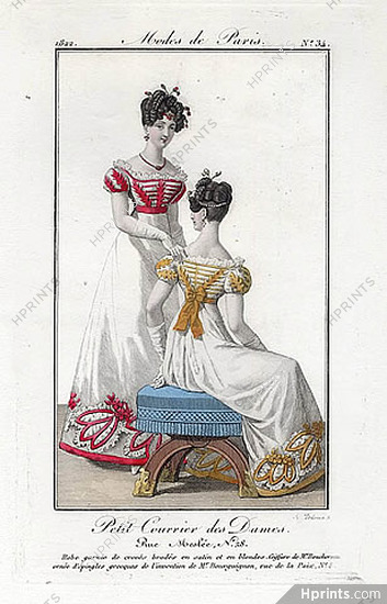 Petit Courrier des Dames 1822 Modes de Paris N°34