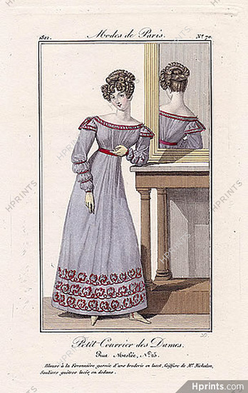 Petit Courrier des Dames 1822 Modes de Paris N°70